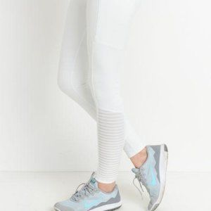 Crisp White Moto Mesh Leggings